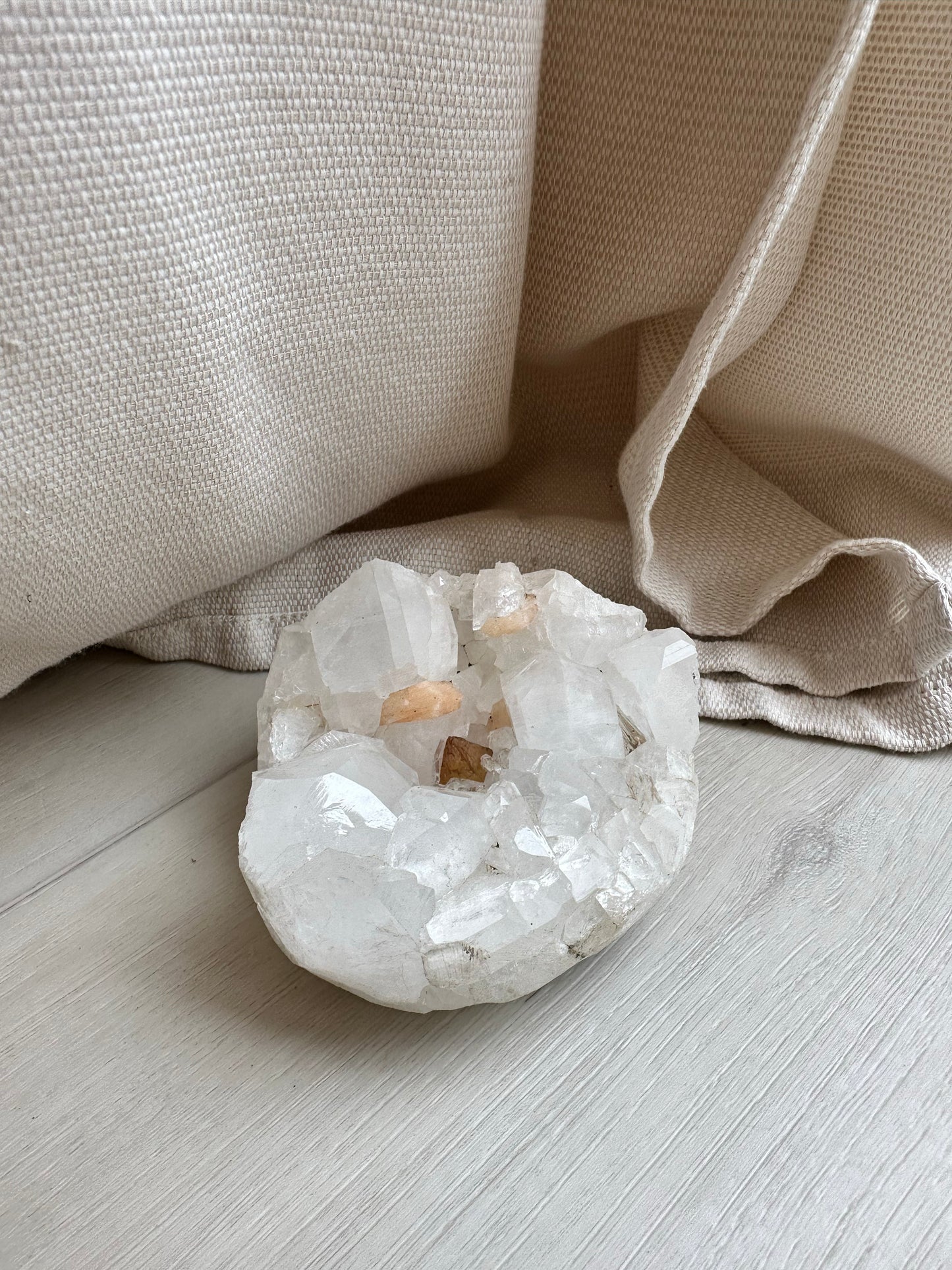 White Crystal With Peach And Red