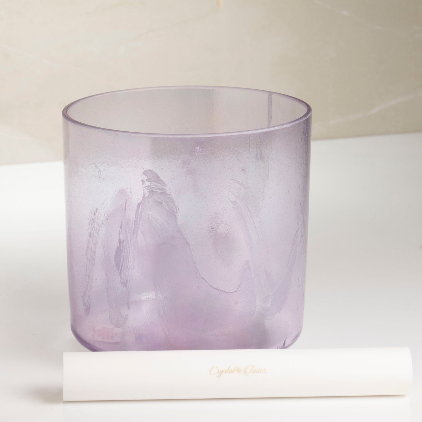 7” G# -10 Azeztulite Androgynous Indium Pink Aura Gold White Light Aura Gold Inside Singing Bowl