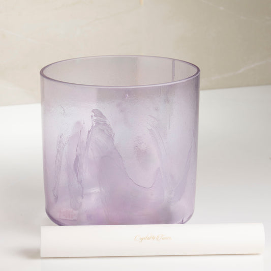 7” G# -10 Azeztulite Androgynous Indium Pink Aura Gold White Light Aura Gold Inside Singing Bowl