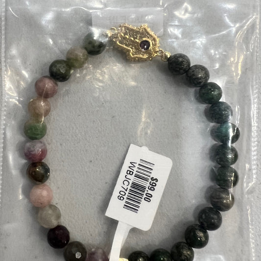 Spiritual Transformation- Green Pyrite Tourmaline Hamsa Charm