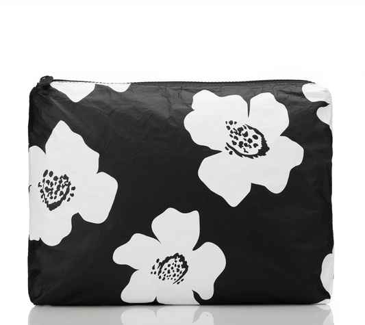 Mid Pouch - Pua White on Black