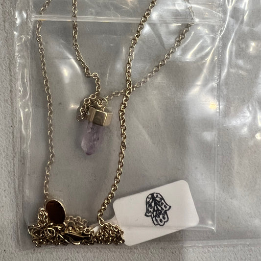 Serene Tranquility- Amethyst Evil Eye Pointer Necklace